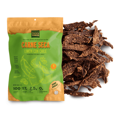 Packaged Carne Seca Limon Con Chile flavor on a white background