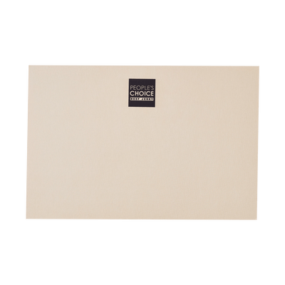 White plain card with People's Choice Beef Jerky logo. 